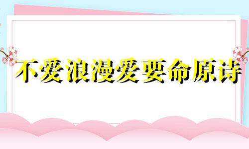 不爱浪漫爱要命原诗 不爱浪漫的女人