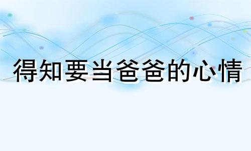 得知要当爸爸的心情 得知要当爸爸的文案