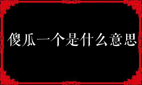 傻瓜一个是什么意思 傻瓜一个图片