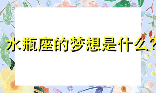 水瓶座的梦想是什么? 水瓶座追求精神世界吗