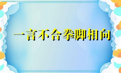 一言不合拳脚相向 一言不合打一字