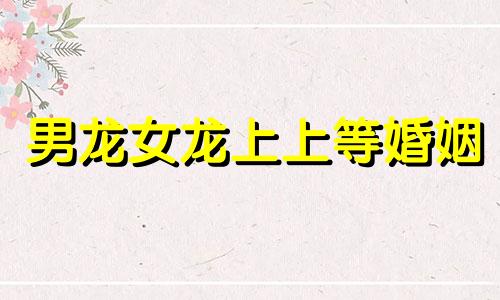 男龙女龙上上等婚姻 夫妻两个都属龙好不好婚姻