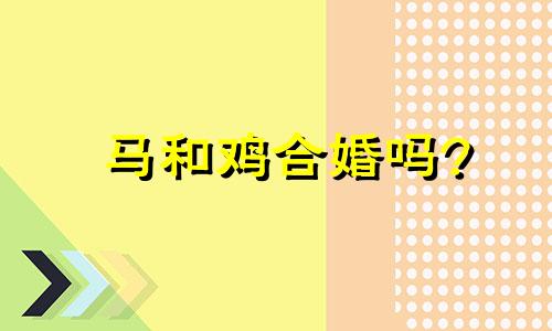 马和鸡合婚吗? 马和鸡的婚姻相配吗