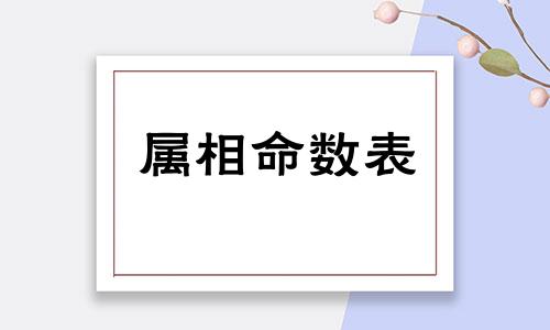 属相命数表 属相命格表