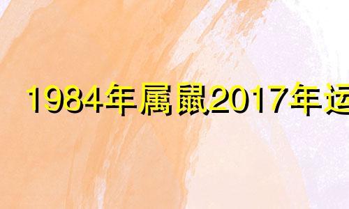 1984年属鼠2017年运势 1984年鼠2018年运势