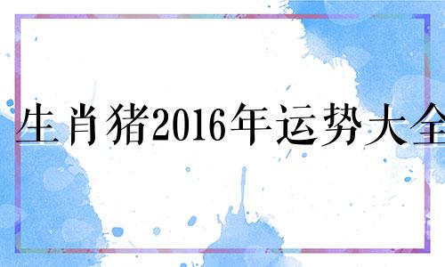 生肖猪2016年运势大全 