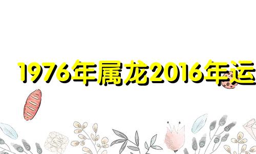 1976年属龙2016年运势 1976年属龙人2016年每月运势