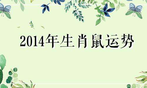 2014年生肖鼠运势 属鼠马年运程2014