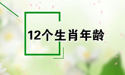 12个生肖年龄 生肖年龄大全图