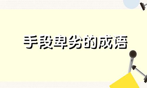 手段卑劣的成语 手段卑劣指什么生肖