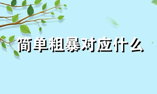 简单粗暴对应什么 简单粗暴的人好不好