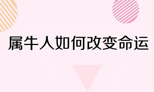 属牛人如何改变命运 属牛人怎么改变财运