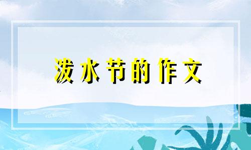 泼水节的作文 泼水节日作文600字