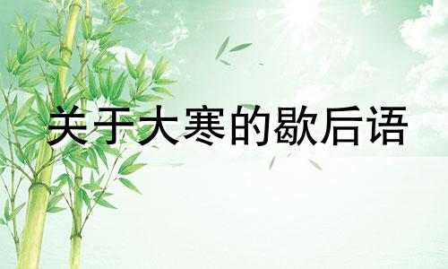 关于大寒的歇后语 大寒的民谚