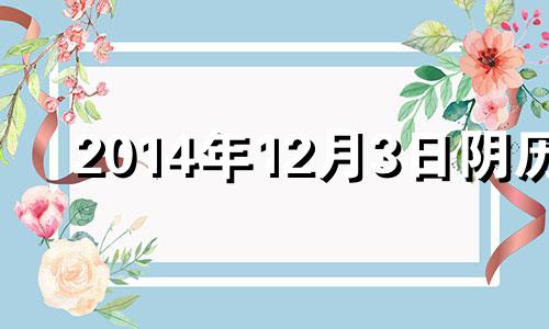 2014年12月3日阴历 2014年12月3日是什么