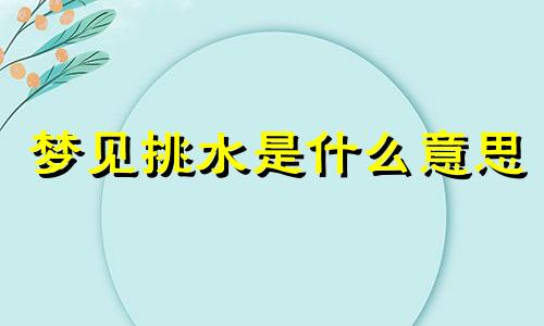 梦见挑水是什么意思 周公解梦